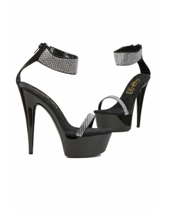 talon -simili cuir - vernis - pole dance - sexy - chaussure - strass - cheville