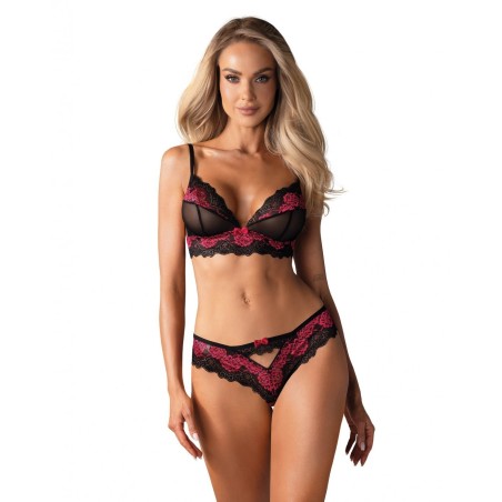 ensemble; 2 pièces; vinyl; lingerie; femme; sexy; noir; obsessive
