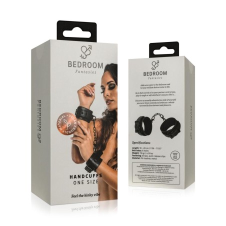 simili cuir - bondage - menottes - noires - chaînette
